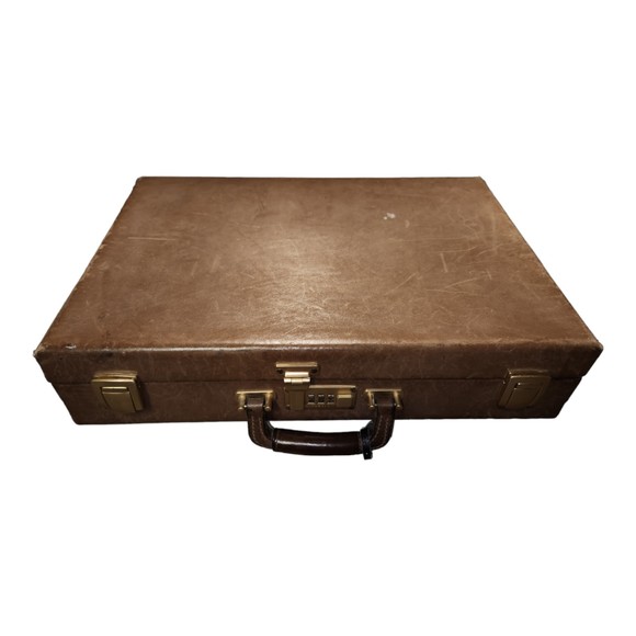 Presto Bags Presto Brown Briefcase Vintage 8x13x4 Leather Hard Case